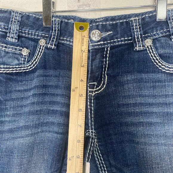 Rock & Roll Cowgirl Bootcut Jeans Womens Size 29 Embroidered Dark Wash Western R - Picture 13 of 14